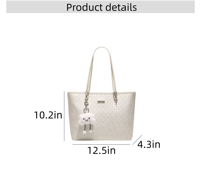 Original women's tote bag, new style, large capacity, embroidered commuter handbag, underarm shoulder bag, suitable for adults and teenagers.