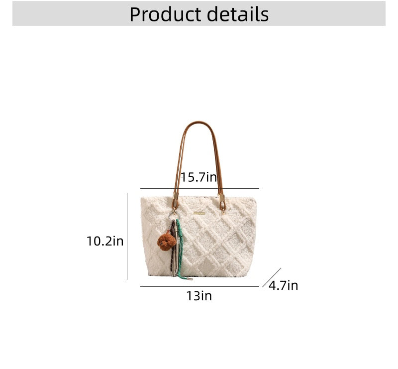 Unique design tote bag, new spring/summer plush commuter bag, versatile handbag, underarm bag, shoulder bag.