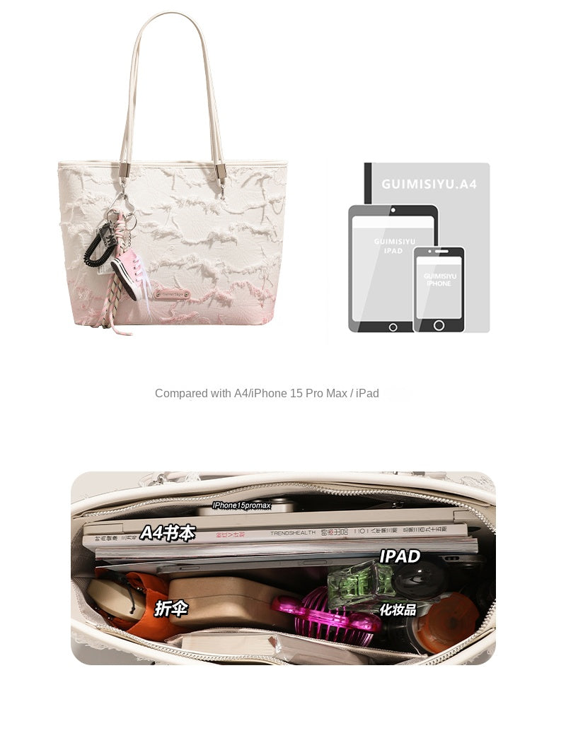 New niche tote bag for women, large capacity, suitable for commuting, handbag, shoulder bag, or underarm bag.