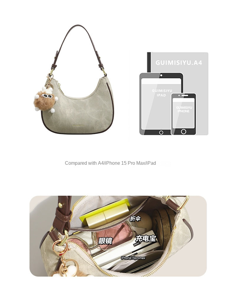 New women's baguette bag, sophisticated and trendy, suitable for underarms, shoulder bag, or handbag; crescent-shaped bag.