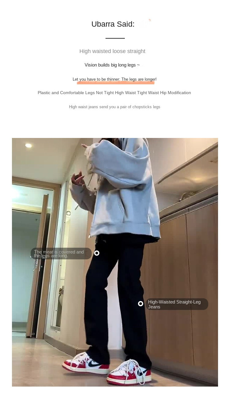 Women's black fleece-lined jeans for autumn and winter, plus size, high-waisted, stretchy, slim-fit straight leg, flattering for pear-shaped figures.