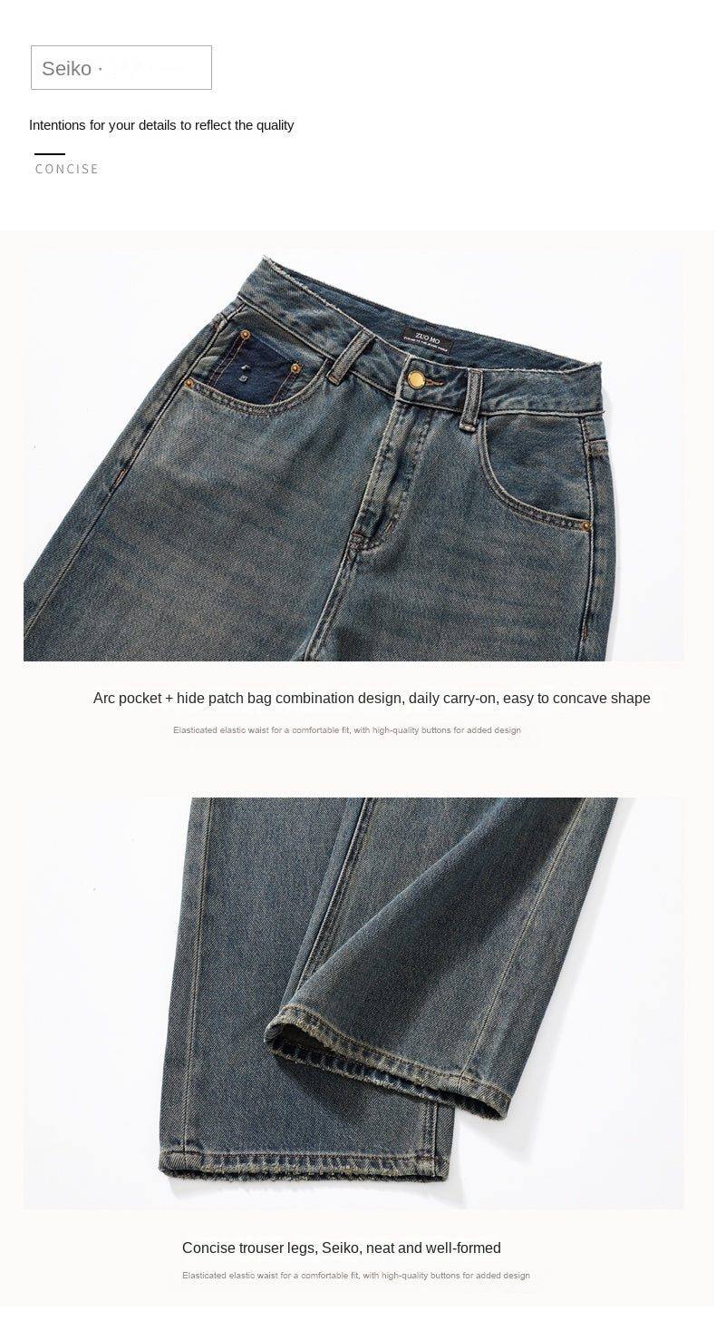 Cement gray straight leg jeans for women, new style, retro Hong Kong style, slimming, drapey wide leg pants