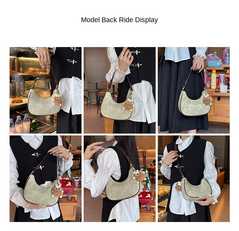 New women's baguette bag, sophisticated and trendy, suitable for underarms, shoulder bag, or handbag; crescent-shaped bag.