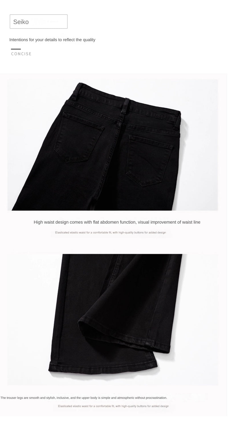 Women's Black Flared Jeans, 2020 New Style, High-Waisted, Stretch, Horse-Shaped Pants