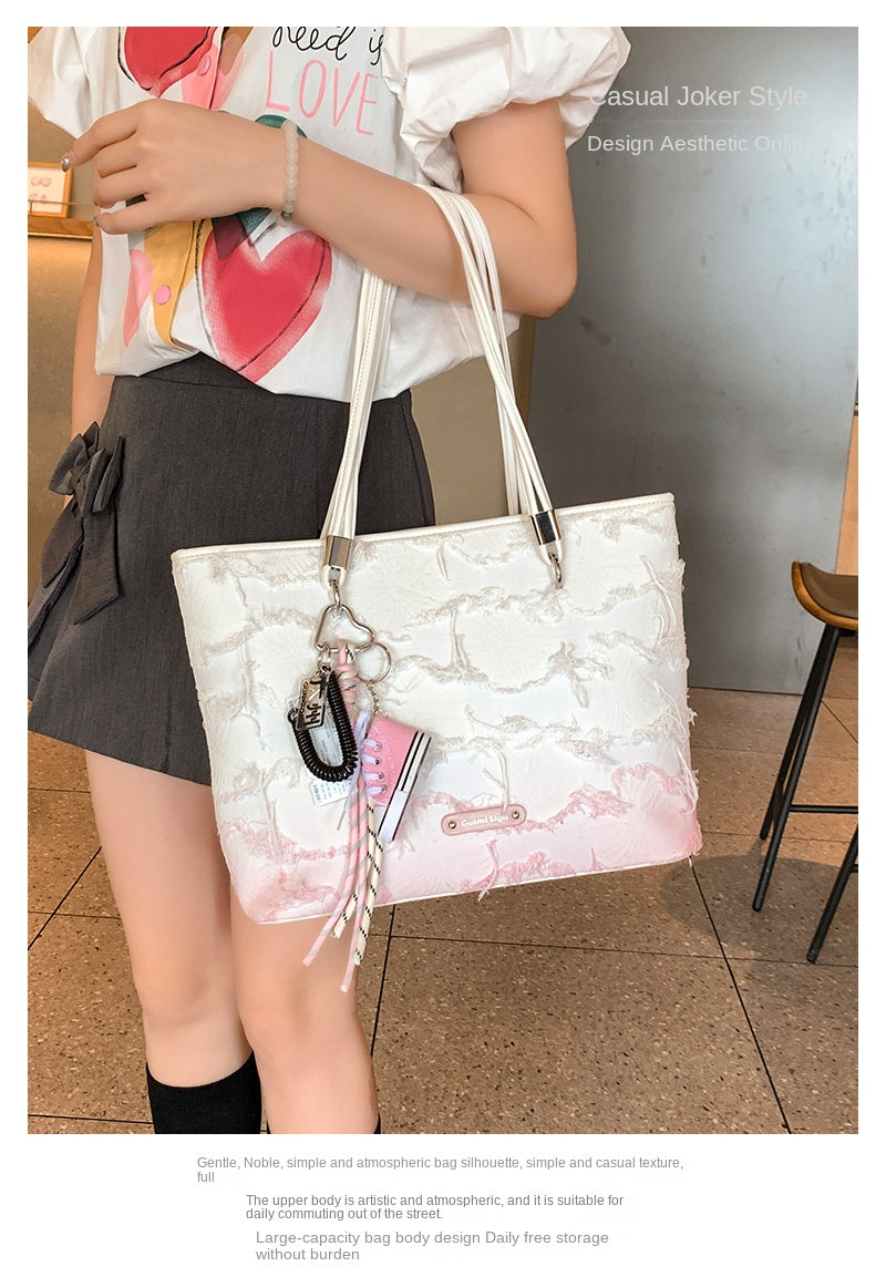 New niche tote bag for women, large capacity, suitable for commuting, handbag, shoulder bag, or underarm bag.