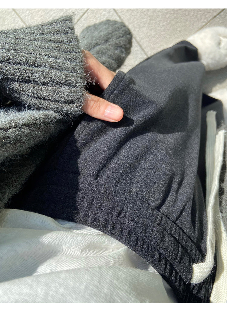 Women's Casual Straight Leg Wide-Leg Pants for Autumn and Winter, Fleece Lined, Plus Size, Loose Fit, Slimming for Pear-Shaped Figures