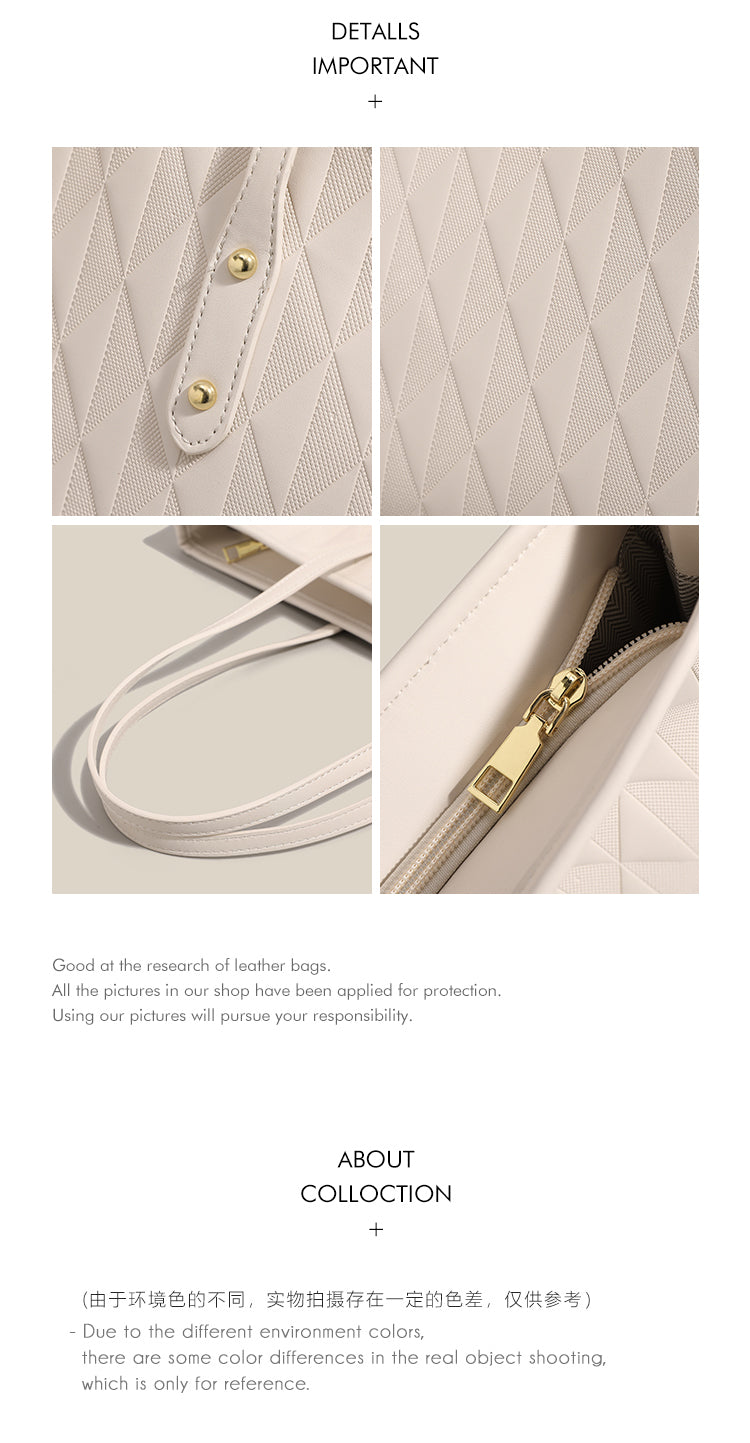 New large-capacity tote bag/shoulder bag with a sophisticated design, perfect for everyday commuting.