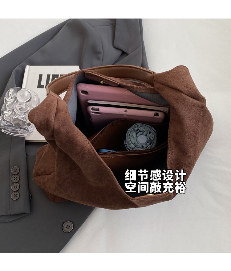 Retro-style frosted large women's bag, new summer style, large capacity shoulder bag, high-quality commuter tote bag