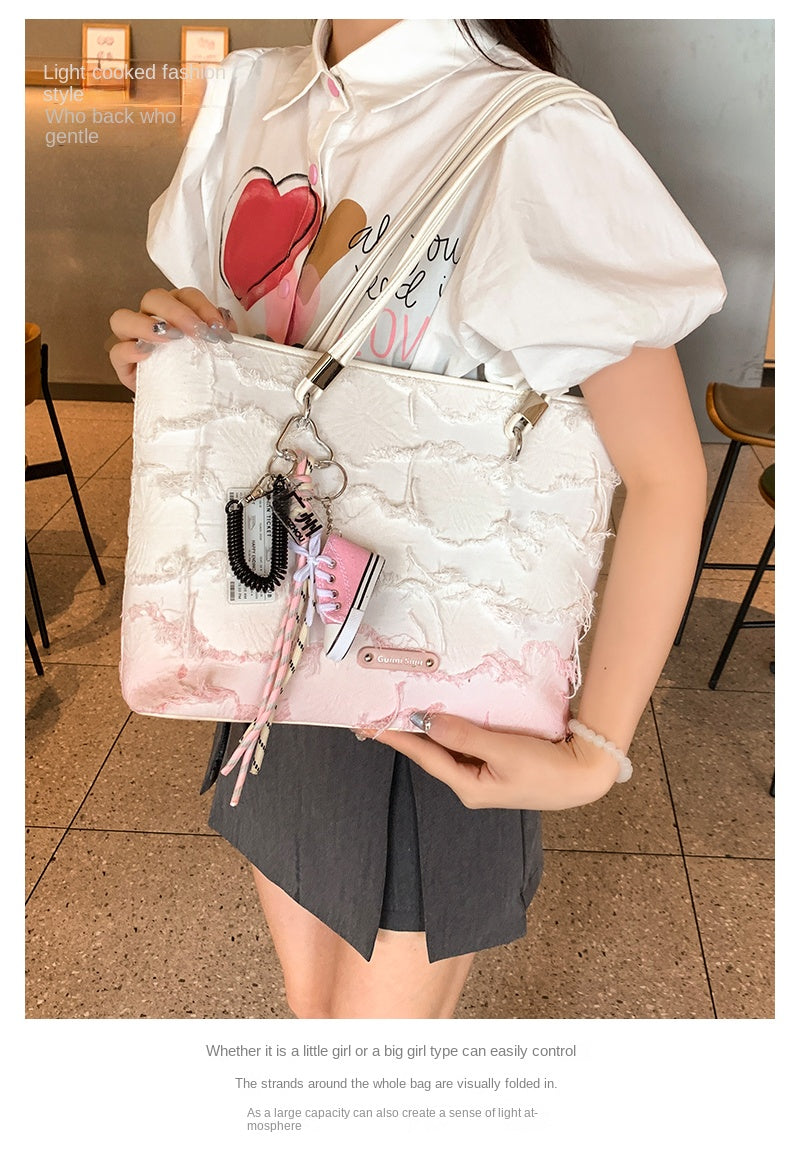 New niche tote bag for women, large capacity, suitable for commuting, handbag, shoulder bag, or underarm bag.