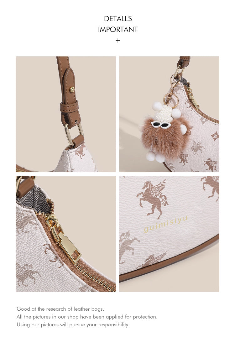Original women's underarm bag, new spring/summer baguette bag for teenagers, niche crescent bag, high-end shoulder bag.