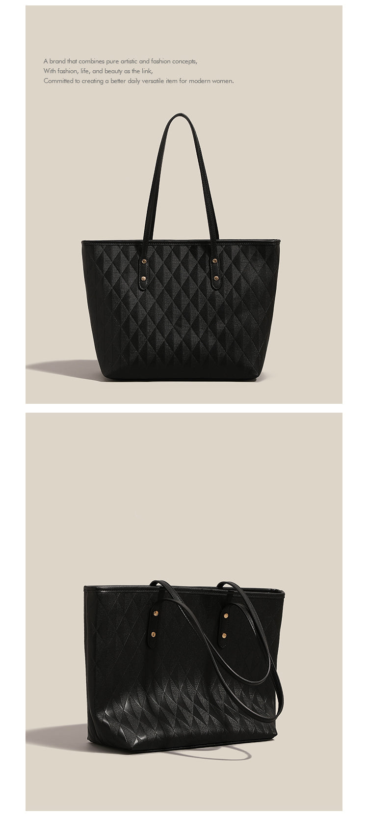 New large-capacity tote bag/shoulder bag with a sophisticated design, perfect for everyday commuting.