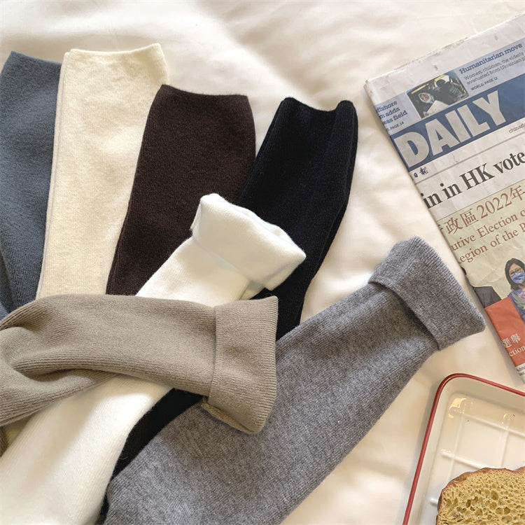 Soft and fluffy cashmere-feel high-neck knitted base layer sweater for women in spring, autumn and winter, with fleece lining, solid color, pullover sweater.