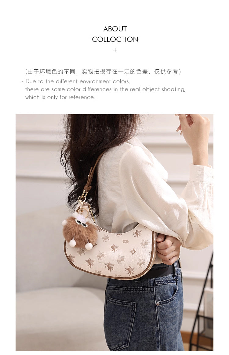 Original women's underarm bag, new spring/summer baguette bag for teenagers, niche crescent bag, high-end shoulder bag.
