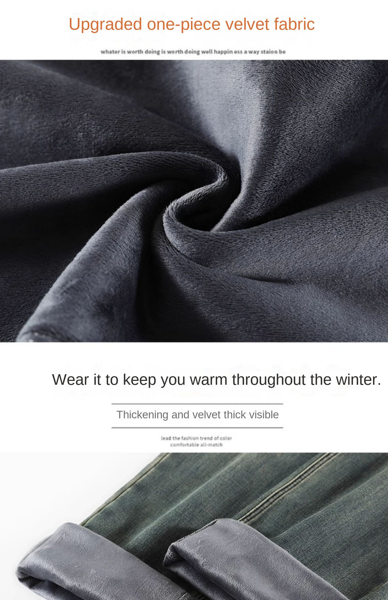 Cement gray fleece-lined slim-fit straight leg jeans for women, new style, high-waisted, slimming, wide-leg pants for petite women.