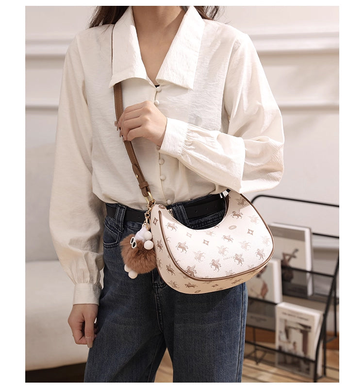 Original women's underarm bag, new spring/summer baguette bag for teenagers, niche crescent bag, high-end shoulder bag.