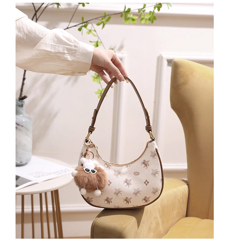 Original women's underarm bag, new spring/summer baguette bag for teenagers, niche crescent bag, high-end shoulder bag.
