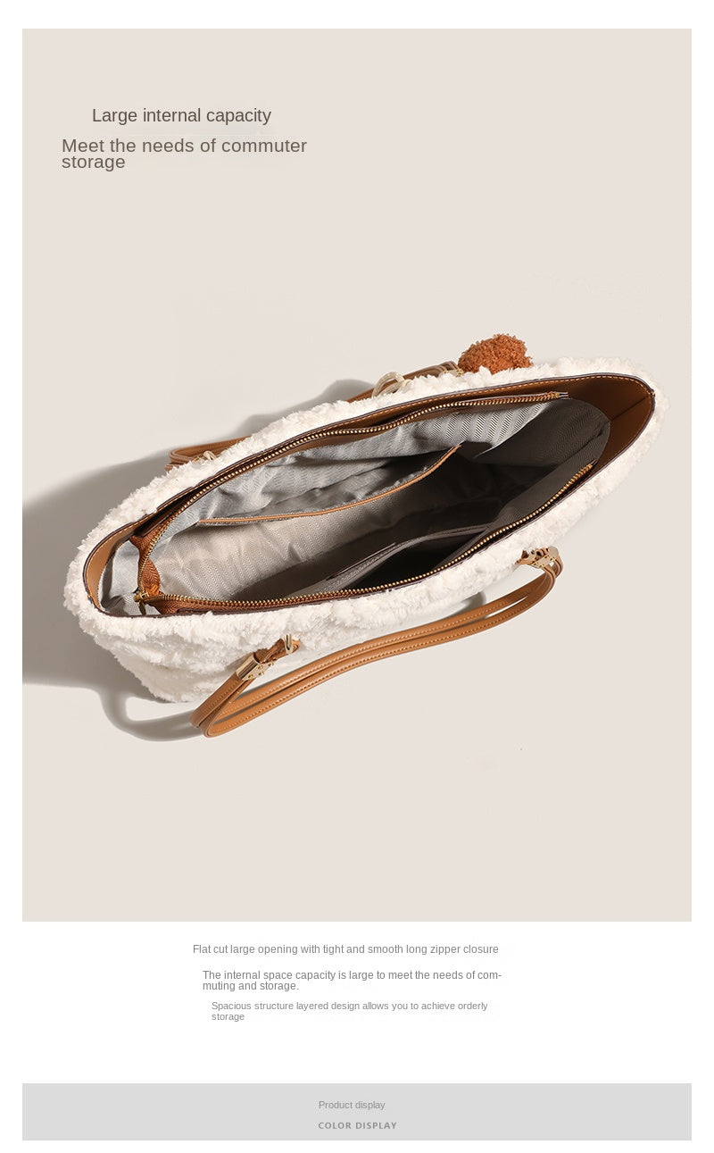 Unique design tote bag, new spring/summer plush commuter bag, versatile handbag, underarm bag, shoulder bag.