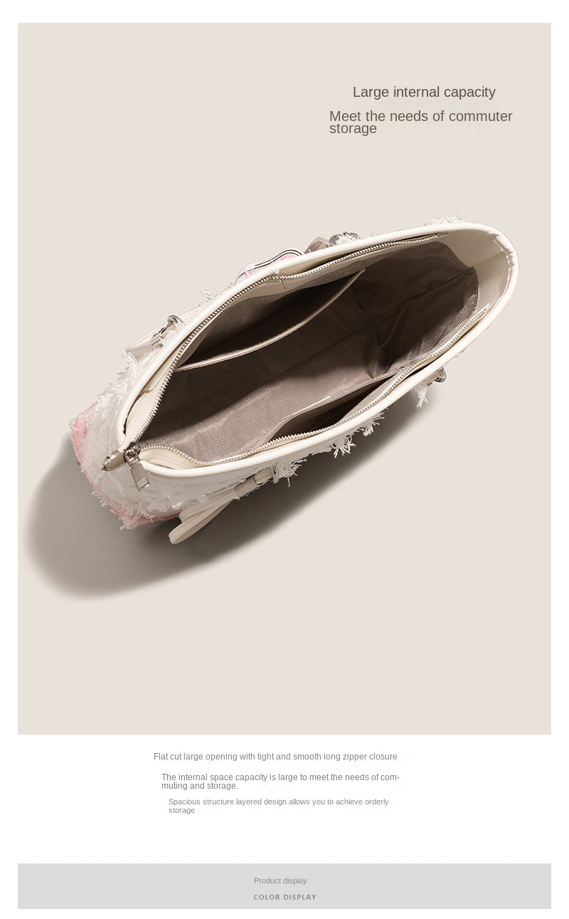 New niche tote bag for women, large capacity, suitable for commuting, handbag, shoulder bag, or underarm bag.