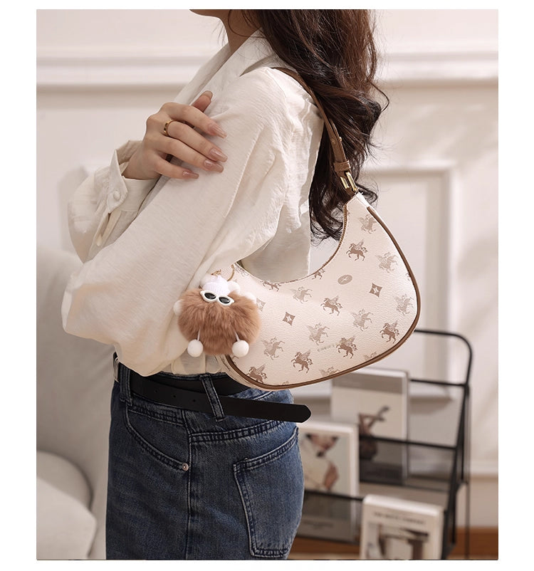 Original women's underarm bag, new spring/summer baguette bag for teenagers, niche crescent bag, high-end shoulder bag.