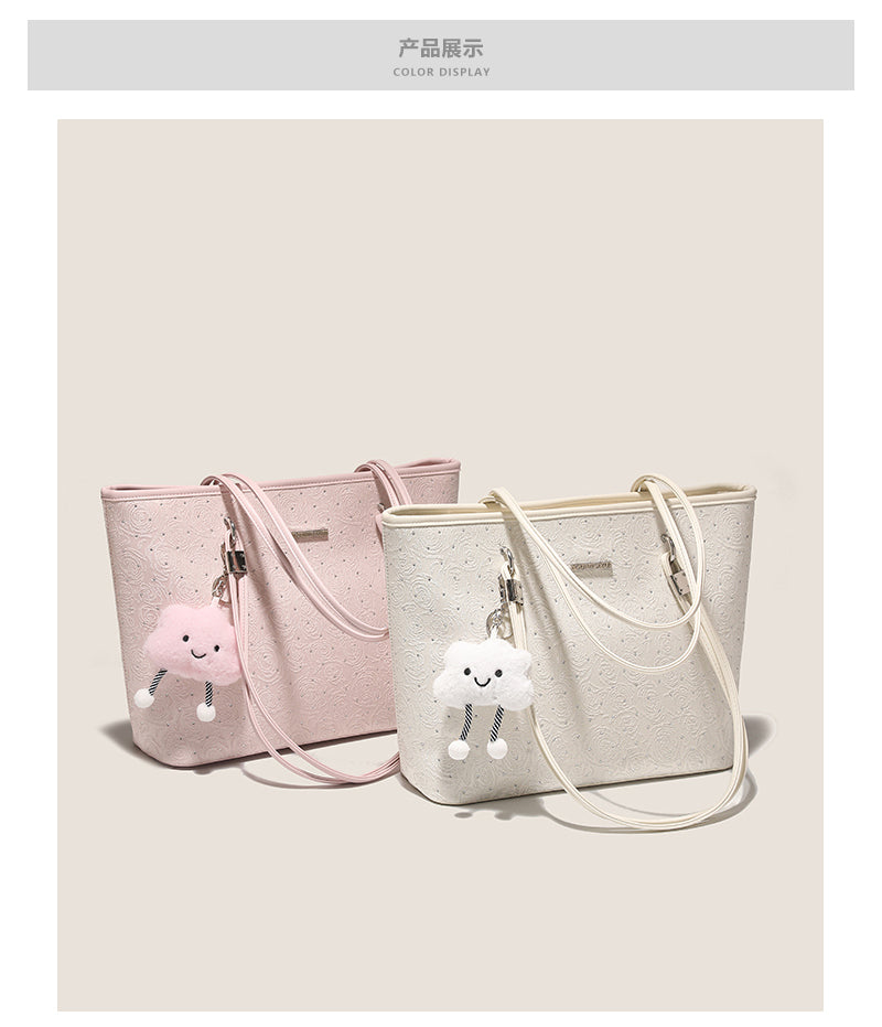 Original women's tote bag, new style, large capacity, embroidered commuter handbag, underarm shoulder bag, suitable for adults and teenagers.