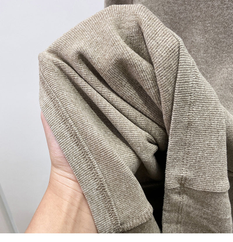 New autumn/winter style high-neck mousse cashmere long-sleeved base layer top for women, brushed fleece inner layer, high-end fleece-lined top