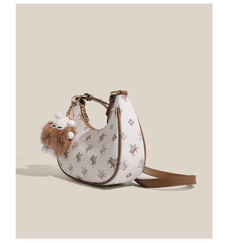 Original women's underarm bag, new spring/summer baguette bag for teenagers, niche crescent bag, high-end shoulder bag.