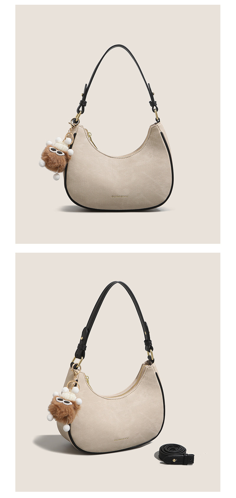 New women's baguette bag, sophisticated and trendy, suitable for underarms, shoulder bag, or handbag; crescent-shaped bag.