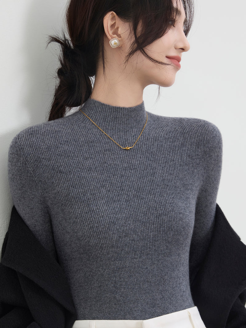 French-style high-neck knitwear, new seamless slim-fit base layer sweater for autumn and winter women.