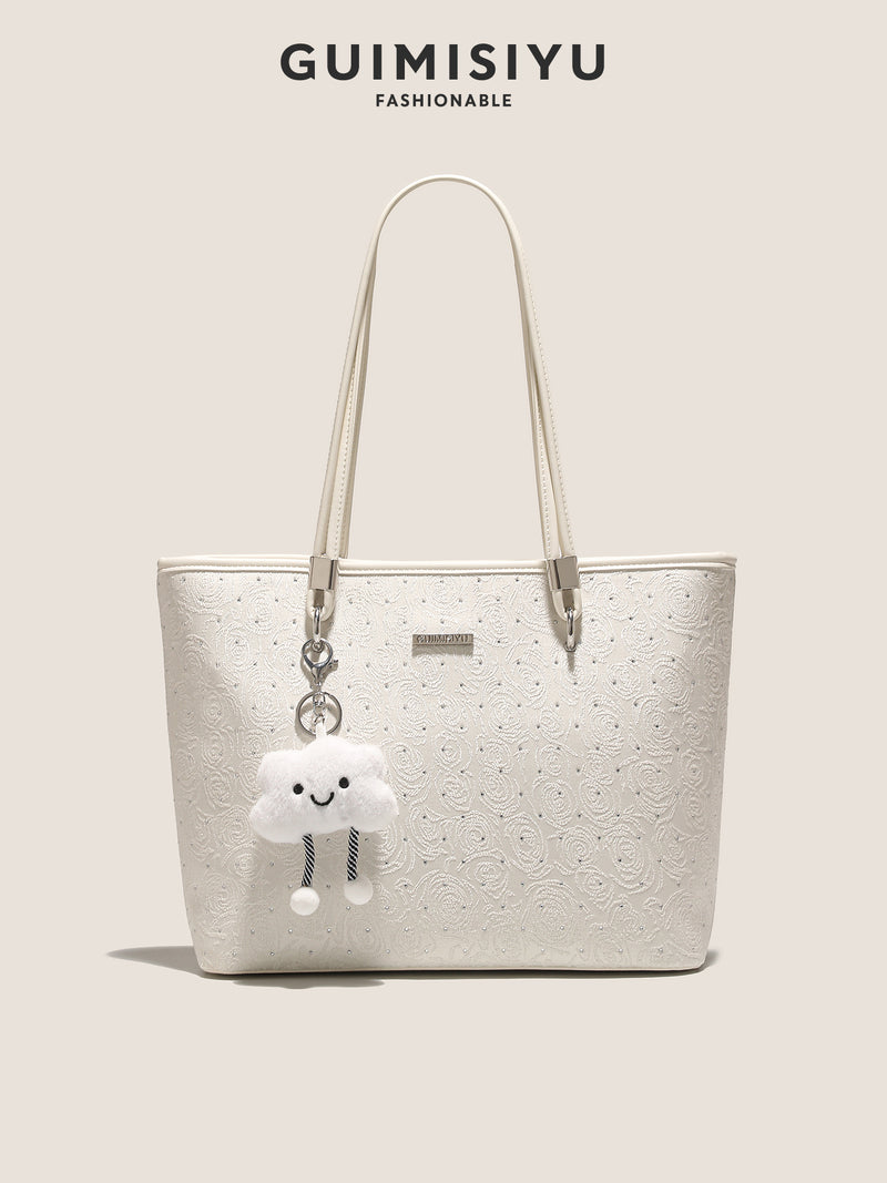 Original women's tote bag, new style, large capacity, embroidered commuter handbag, underarm shoulder bag, suitable for adults and teenagers.