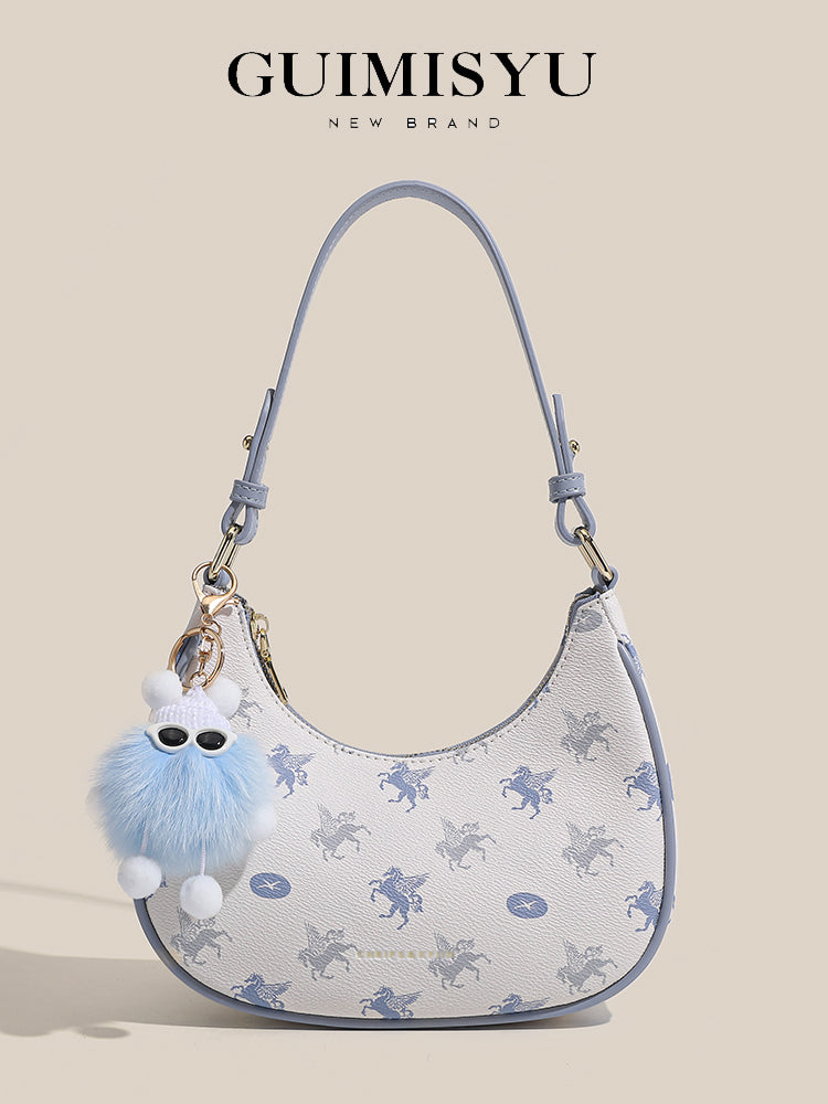 Original women's underarm bag, new spring/summer baguette bag for teenagers, niche crescent bag, high-end shoulder bag.