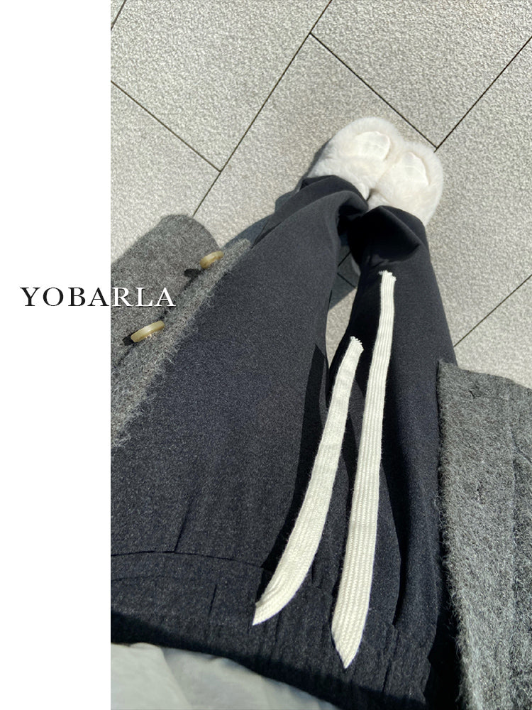 Women's Casual Straight Leg Wide-Leg Pants for Autumn and Winter, Fleece Lined, Plus Size, Loose Fit, Slimming for Pear-Shaped Figures