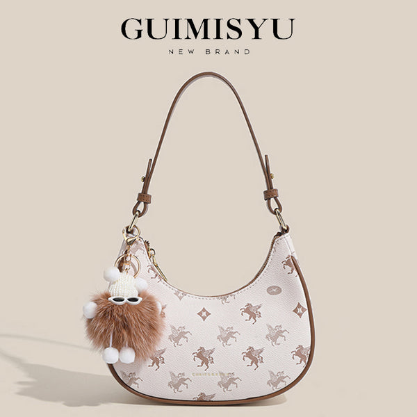 Original women's underarm bag, new spring/summer baguette bag for teenagers, niche crescent bag, high-end shoulder bag.