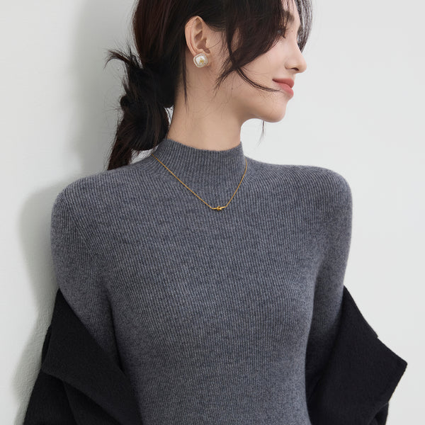French-style high-neck knitwear, new seamless slim-fit base layer sweater for autumn and winter women.
