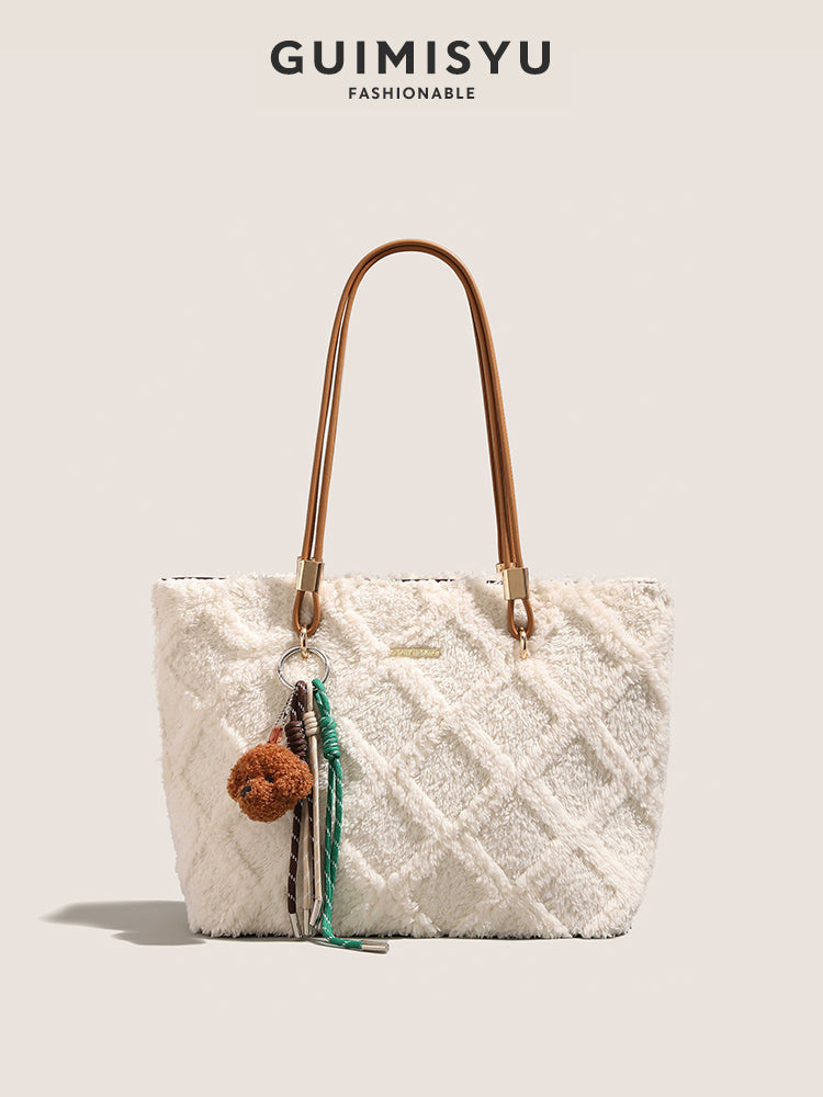Unique design tote bag, new spring/summer plush commuter bag, versatile handbag, underarm bag, shoulder bag.