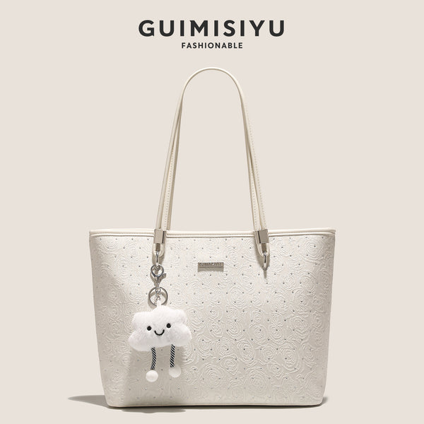 Original women's tote bag, new style, large capacity, embroidered commuter handbag, underarm shoulder bag, suitable for adults and teenagers.