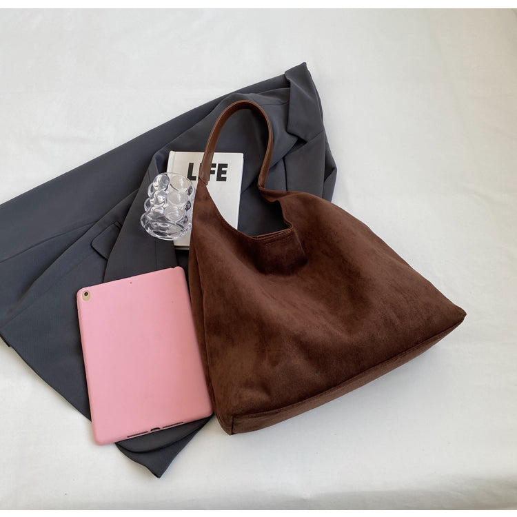 Retro-style frosted large women's bag, new summer style, large capacity shoulder bag, high-quality commuter tote bag