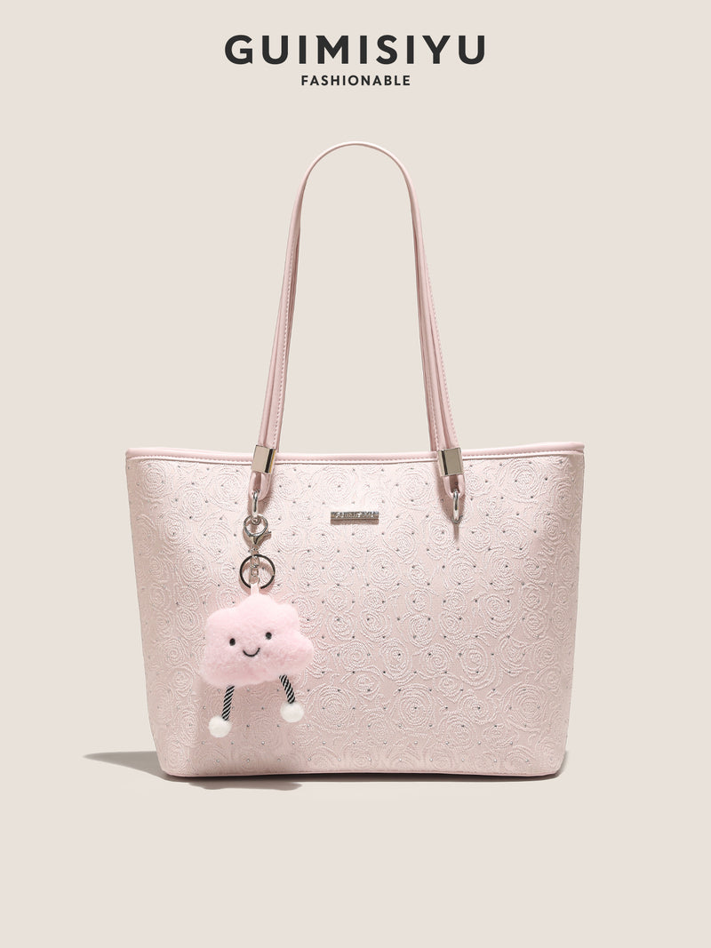 Original women's tote bag, new style, large capacity, embroidered commuter handbag, underarm shoulder bag, suitable for adults and teenagers.