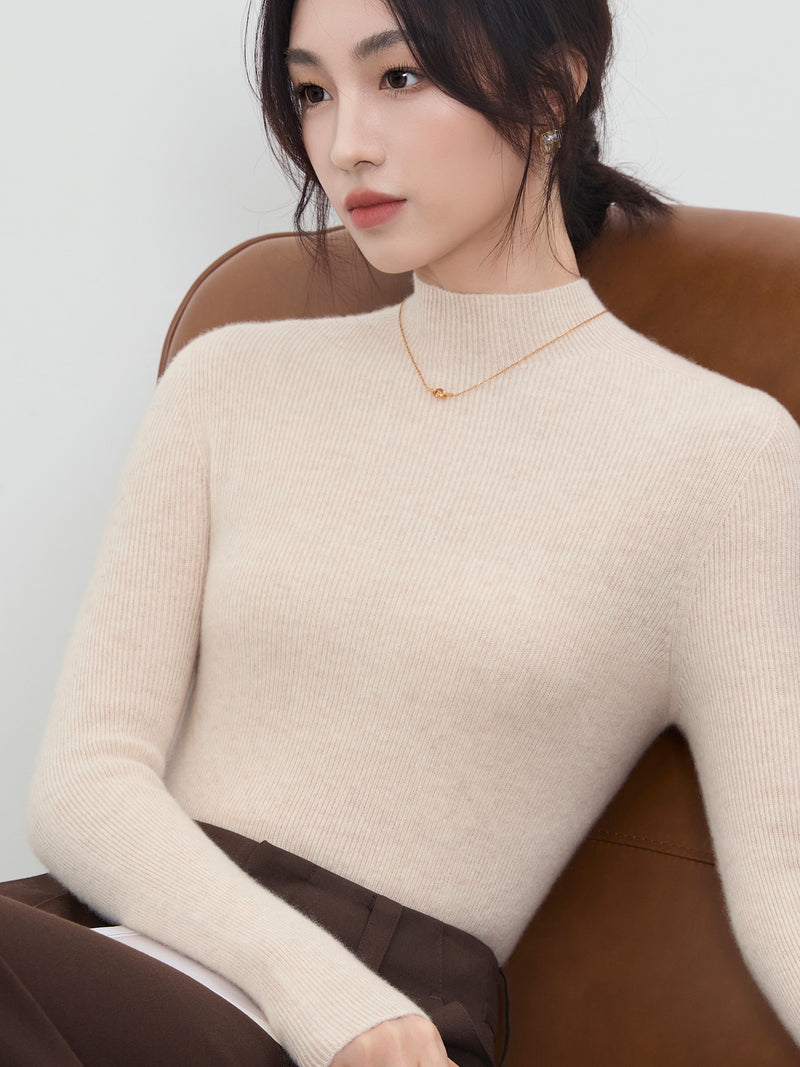 French-style high-neck knitwear, new seamless slim-fit base layer sweater for autumn and winter women.