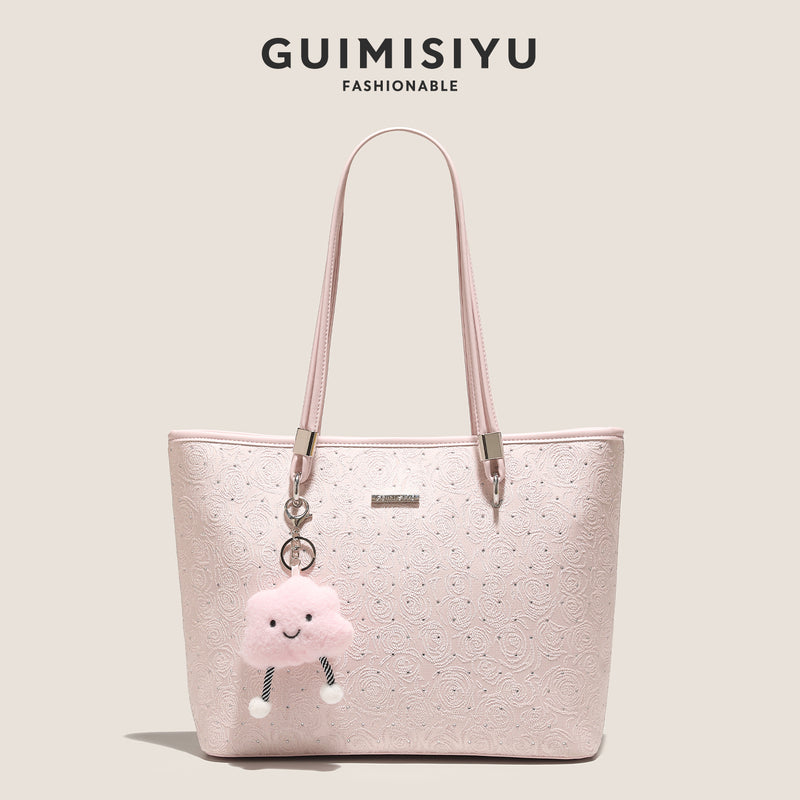 Original women's tote bag, new style, large capacity, embroidered commuter handbag, underarm shoulder bag, suitable for adults and teenagers.