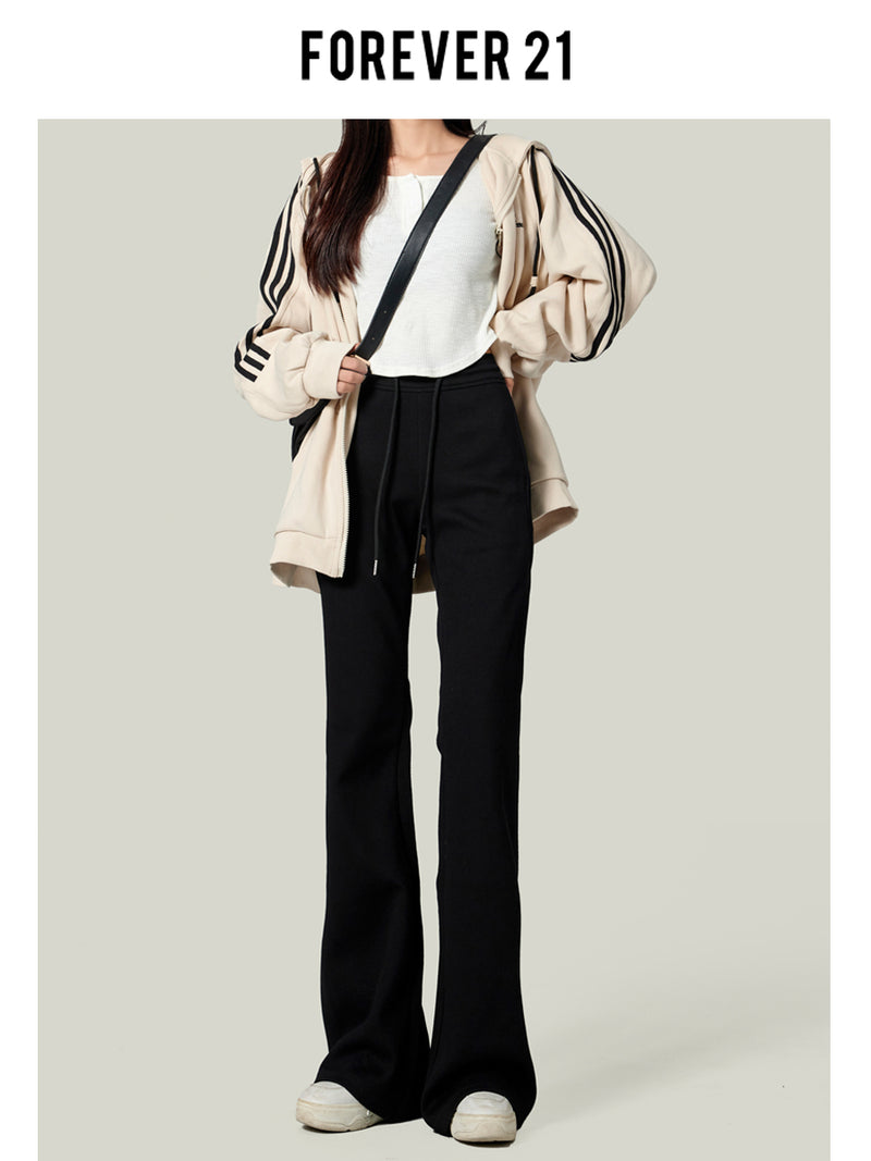 American retro gray flared sweatpants for women, spring/summer style, floor-length, sporty, casual, yoga pants