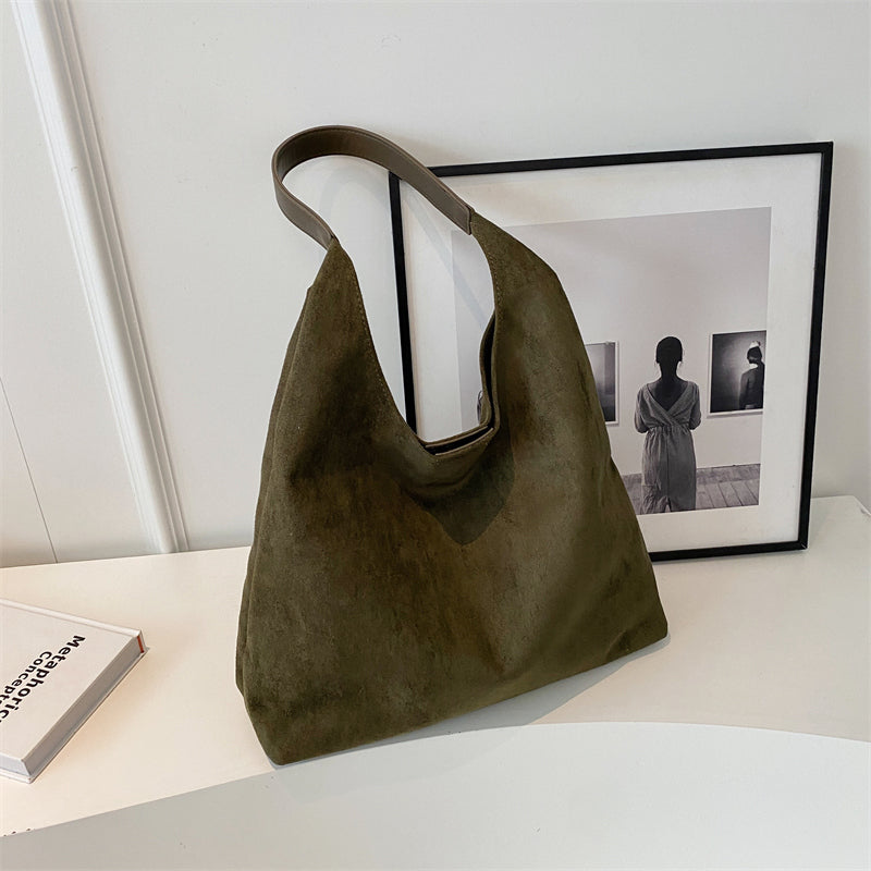 Retro-style frosted large women's bag, new summer style, large capacity shoulder bag, high-quality commuter tote bag