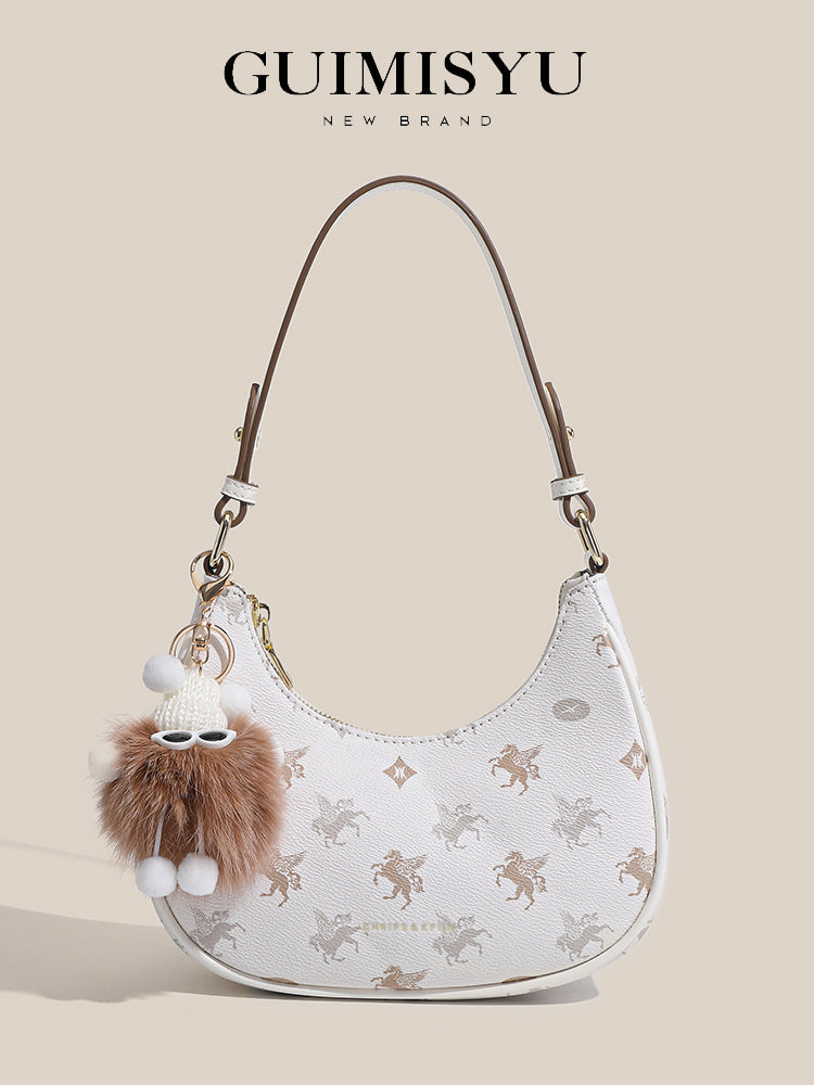Original women's underarm bag, new spring/summer baguette bag for teenagers, niche crescent bag, high-end shoulder bag.
