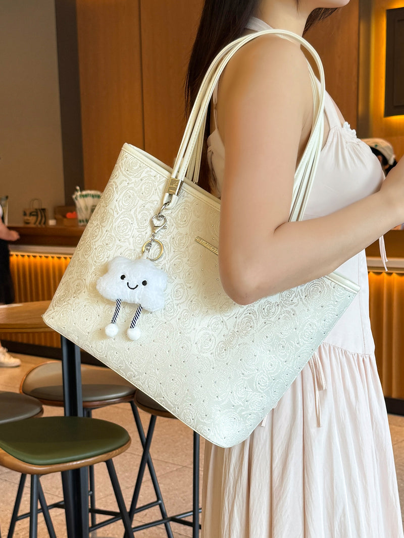 Original women's tote bag, new style, large capacity, embroidered commuter handbag, underarm shoulder bag, suitable for adults and teenagers.