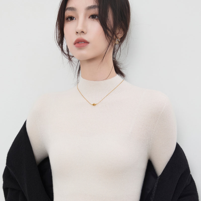 French-style high-neck knitwear, new seamless slim-fit base layer sweater for autumn and winter women.