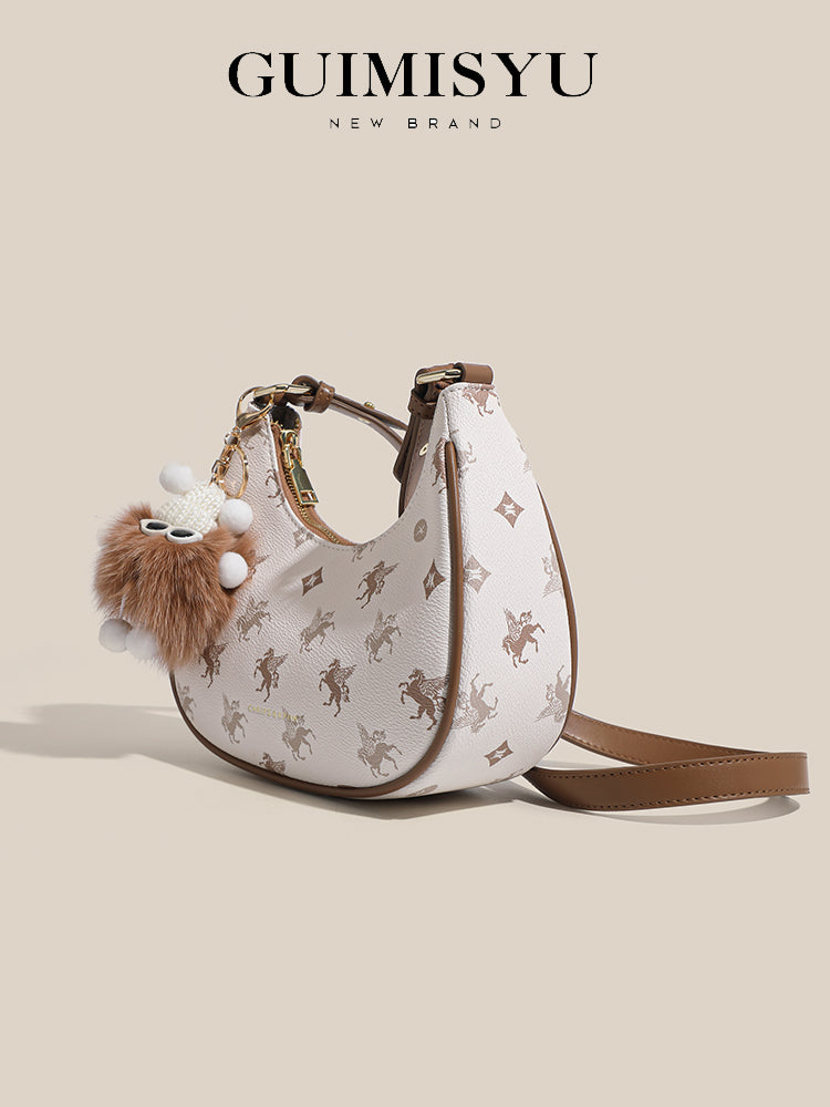 Original women's underarm bag, new spring/summer baguette bag for teenagers, niche crescent bag, high-end shoulder bag.