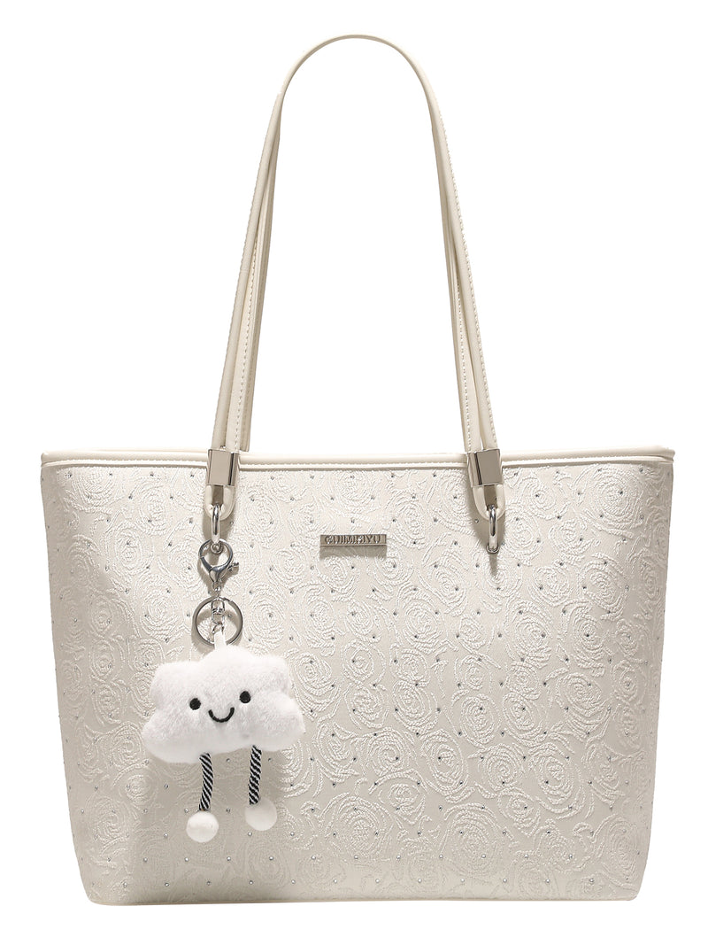 Original women's tote bag, new style, large capacity, embroidered commuter handbag, underarm shoulder bag, suitable for adults and teenagers.