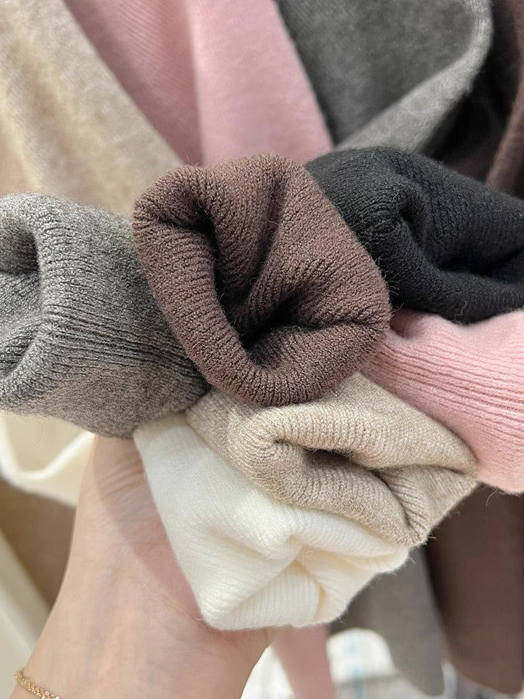 100% Soft and Cozy Wool Sweater for Women, White High-Neck Knitted Base Layer, Slim Fit and Elegant Tri-Neck Sweater