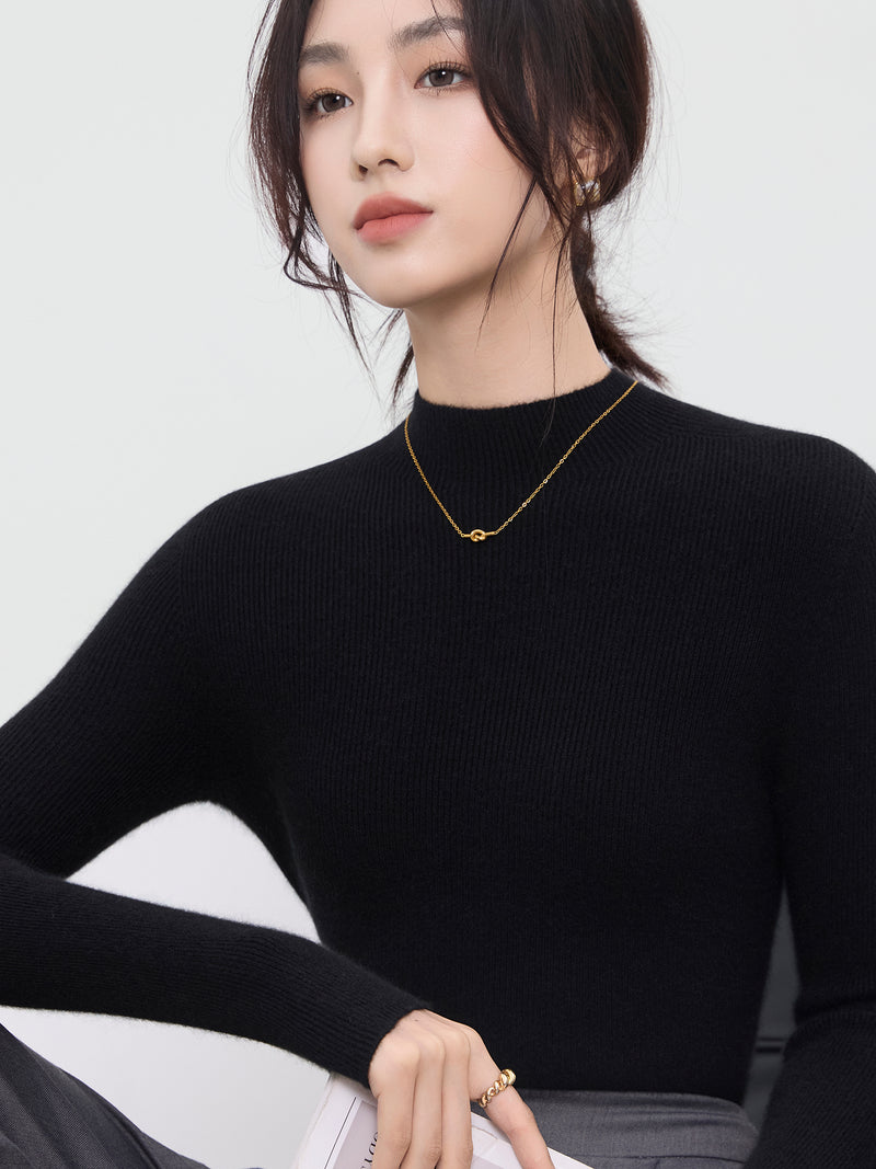French-style high-neck knitwear, new seamless slim-fit base layer sweater for autumn and winter women.