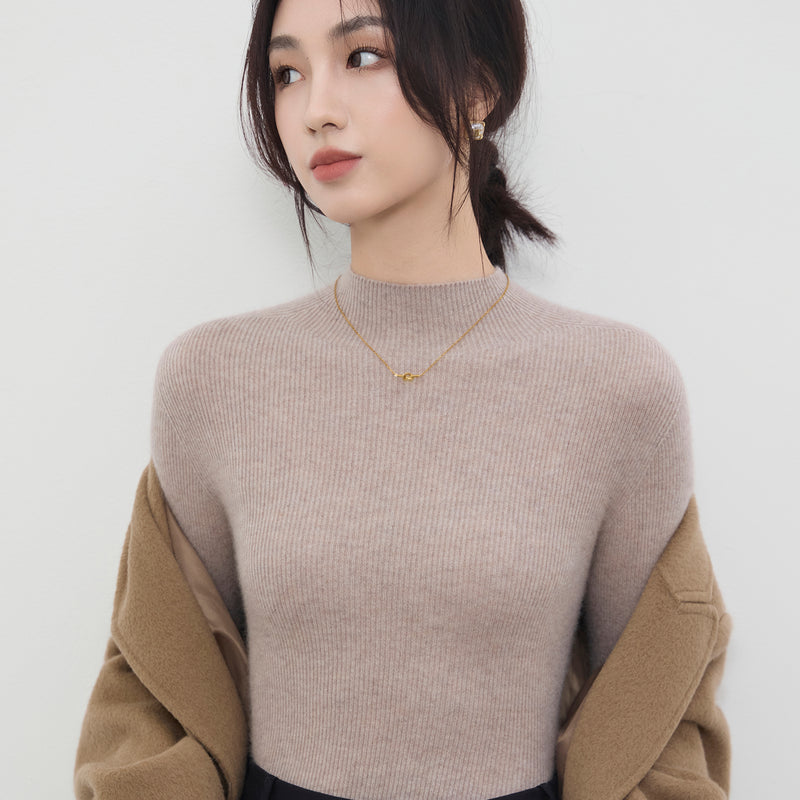 French-style high-neck knitwear, new seamless slim-fit base layer sweater for autumn and winter women.